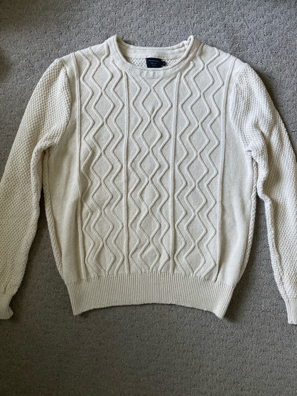 7 Diamonds cream Nomad crew-neck sweater, Sz Large